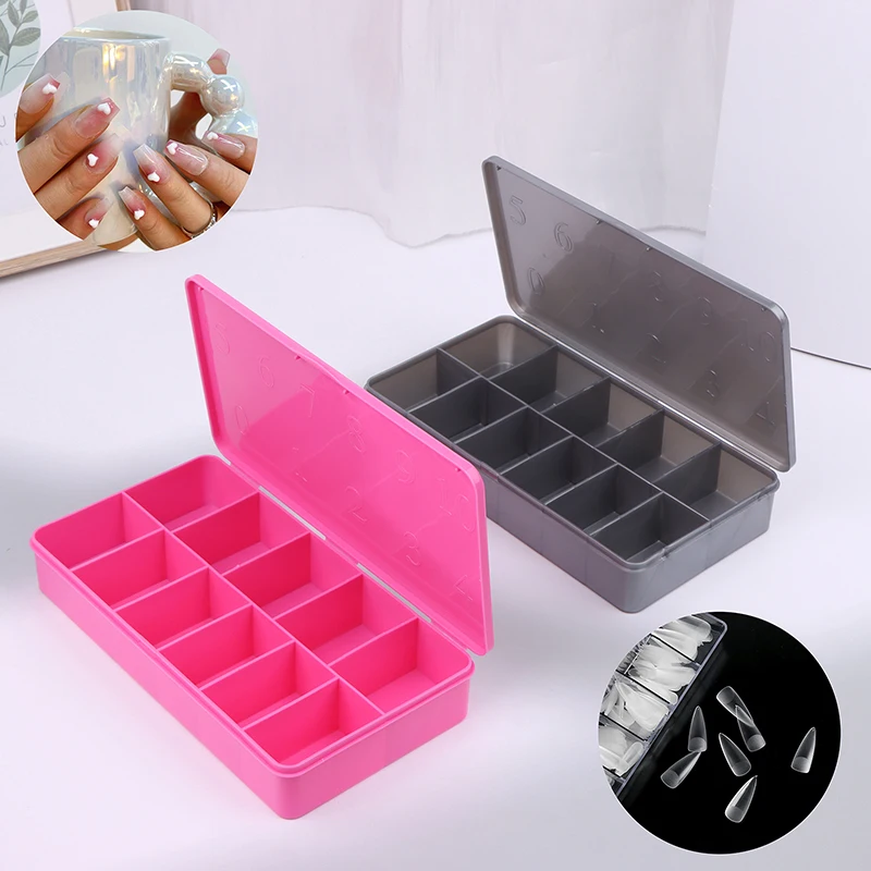 Boîte de rangement pour faux ongles en acrylique, conteneur de 2 tailles, 11 grilles