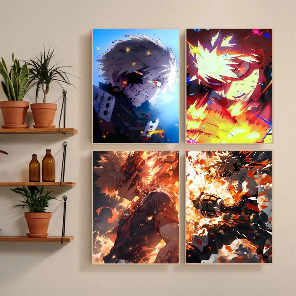 Anime Characters B-Bakugo K-Katsuki Poster Self-adhesive Art Waterproof Paper Sticker Coffee House Bar Room Wall Decor