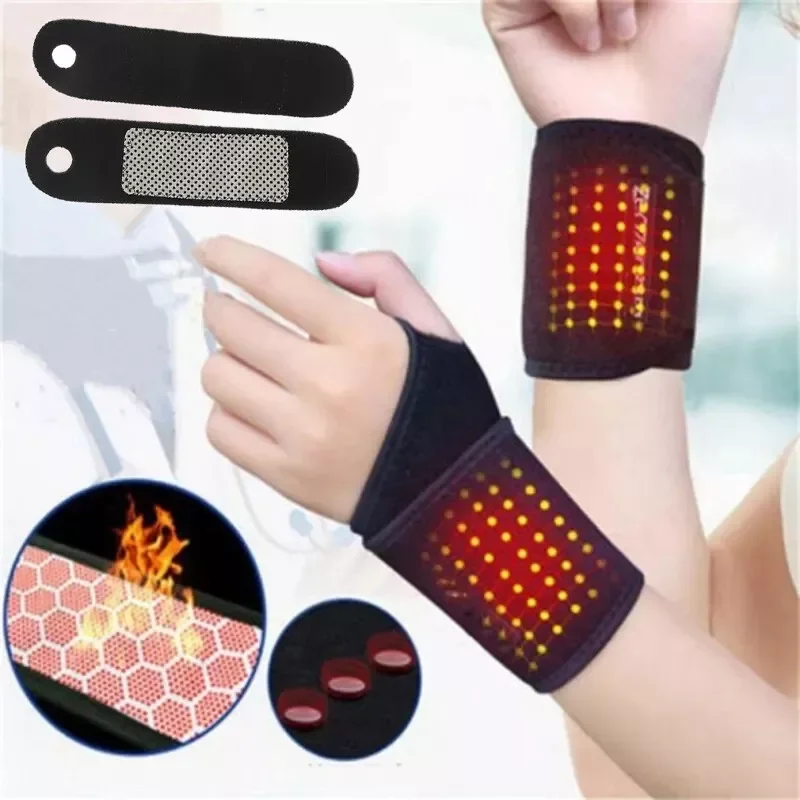 

1 Pair Tourmaline Self-Heating Wrist Brace Sports Protection Wrist Belt Far Infrared Magnetic Therapy Pads Pain Relief