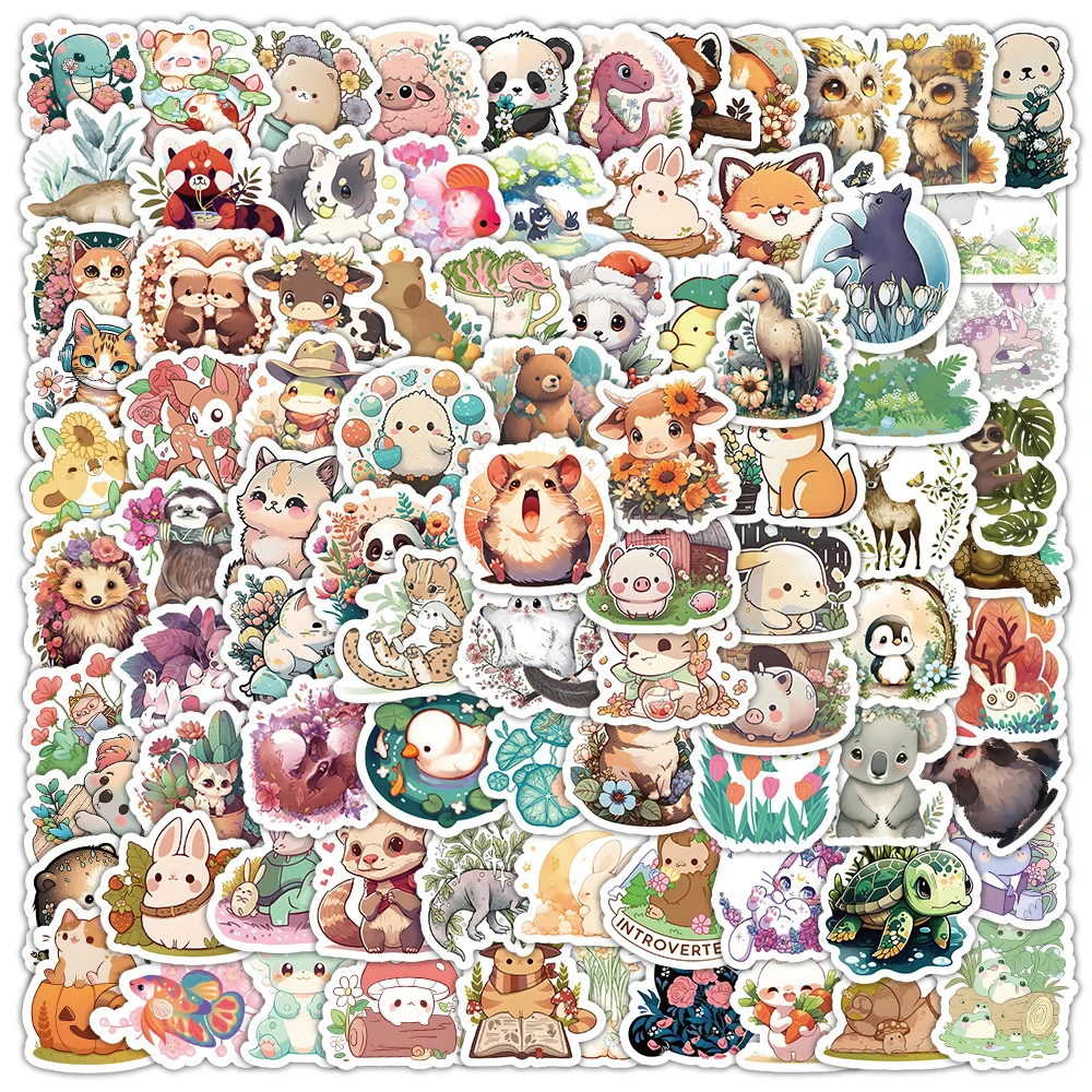 10/30/50/100pcs Cute Cartoon Animal Graffiti Stickers Kawaii Decals Laptop Phone Suitcase Fridge Graffiti Decoration Sticker Toy