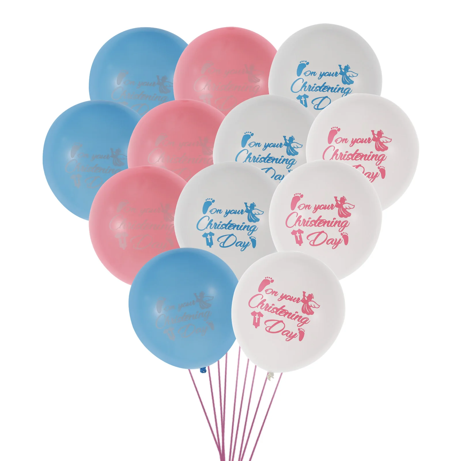 

40Pcs Baby Baptism Latex Balloons Durable Printed Decorations for Party Celebrations