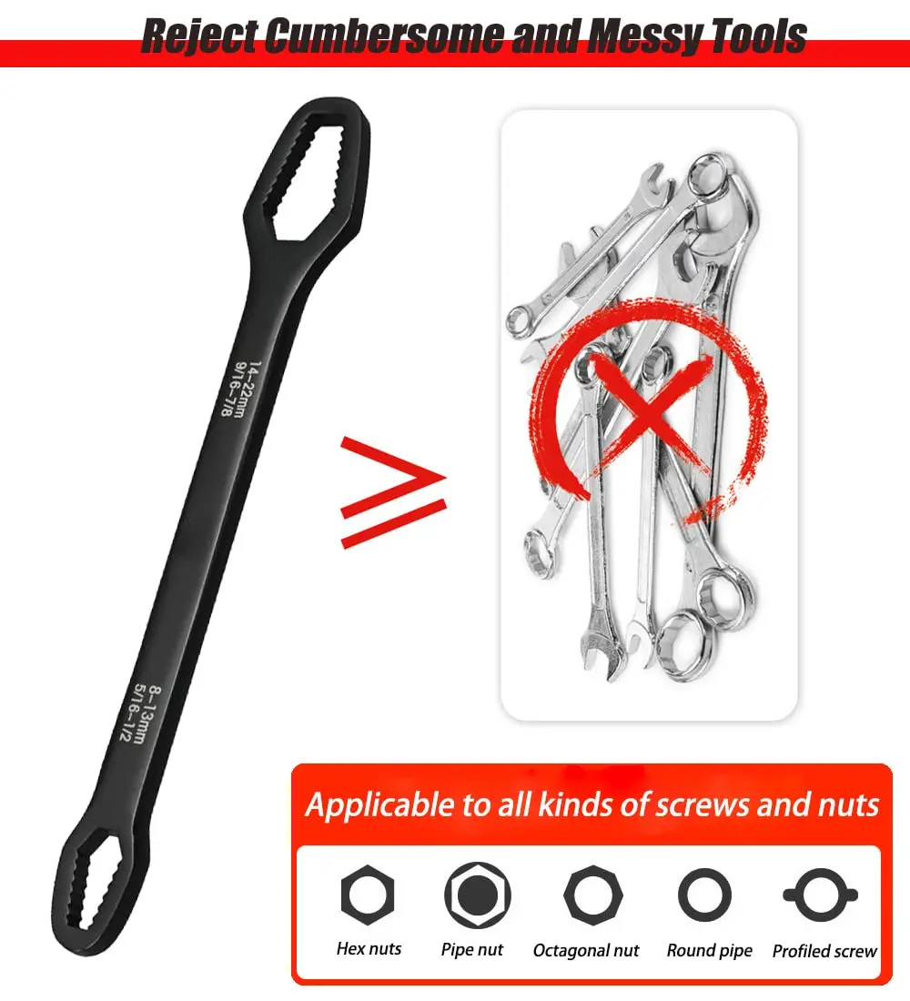 Auto Universal Torx Schlüssel 8-22mm Einstellbare Selbstspannende Schlüssel Bord Doppel-kopf Torx Spanner Torx Spanner hand Werkzeuge Neue – Detail 3