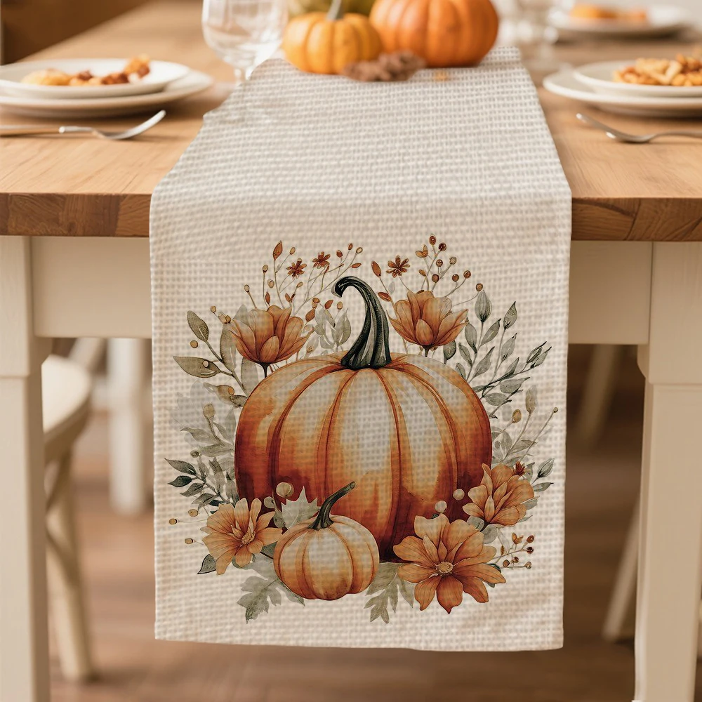 

autumn table runners autumn Pumpkin pattern Table decoration and accessories for Harvest Festival Thanksgiving Day tablecloth