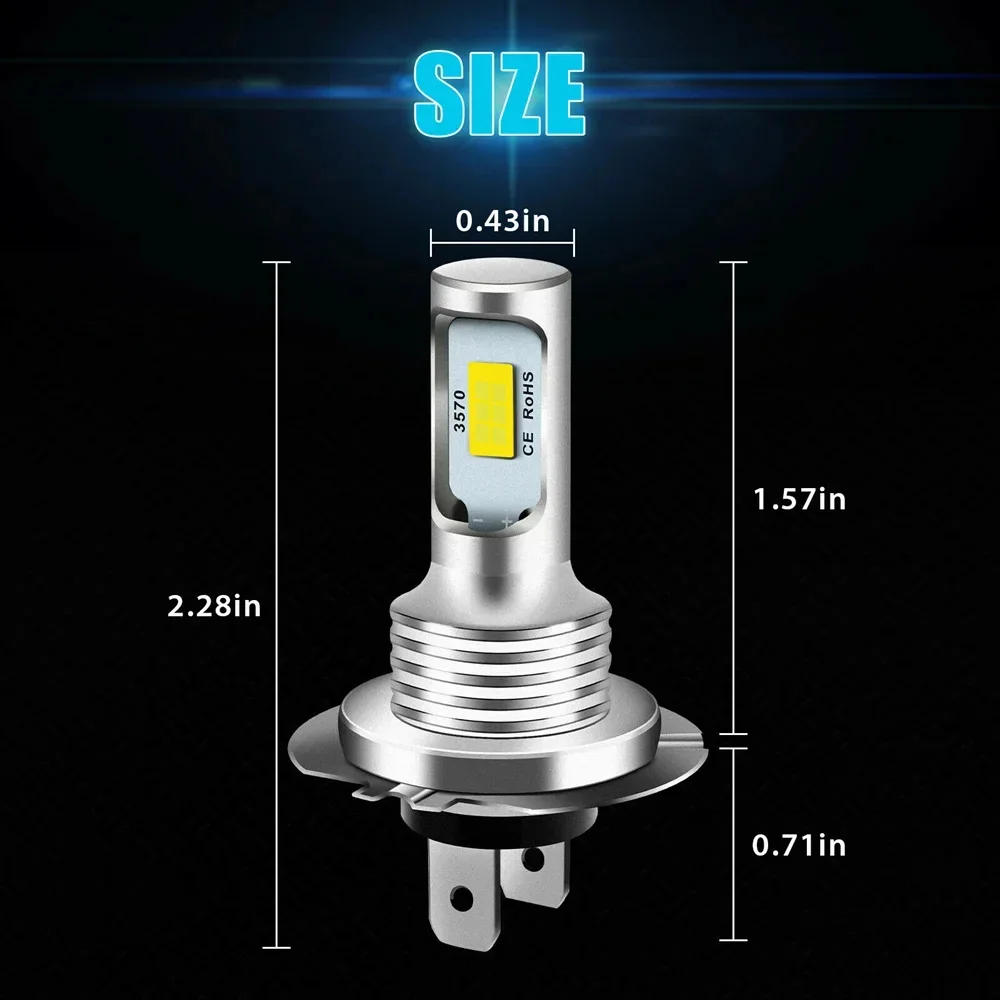 2Pcs H7 H4 Led Car H1 H8 H9 H11 9005 9006 HB4 H10 Super Bright CSP LED Headlight Fog DRL Bulbs Kit High Low Beam White