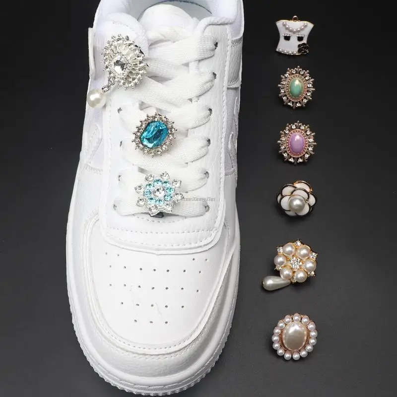 1 Stück Luxus Freizeitschuhe Charms Schnürsenkel Schnalle Sneakers Schnürsenkel Clips Dekoration Strass Perle Edelstein Blume Schuhe Zubehör