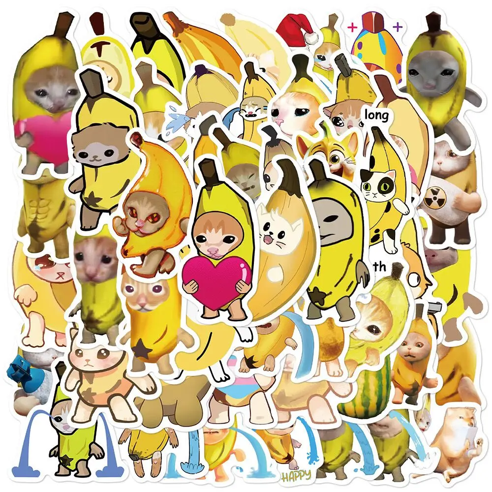 

10/50pcs Cute Funny Banana Cat Meme Stickers Aesthetic Graffiti Decals Toy DIY Laptop Luggage Fridge Phone Stationery Sticker