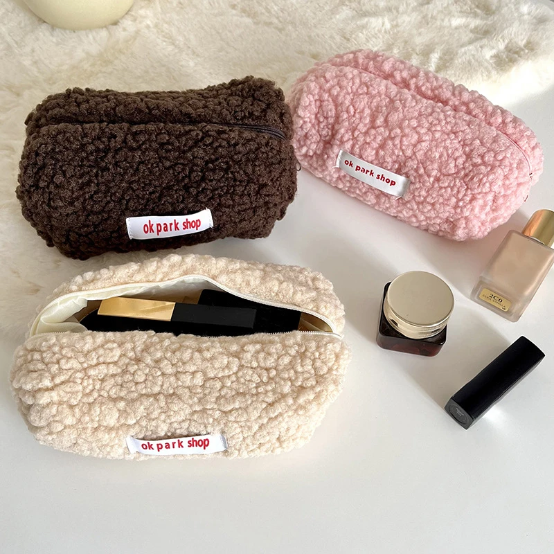 Cashmere Cosmetic Bag Zipper Bag Makeup Storage Bag Travel Cosmetic Bag Cute School Office Supplies Large Capacity Bag
