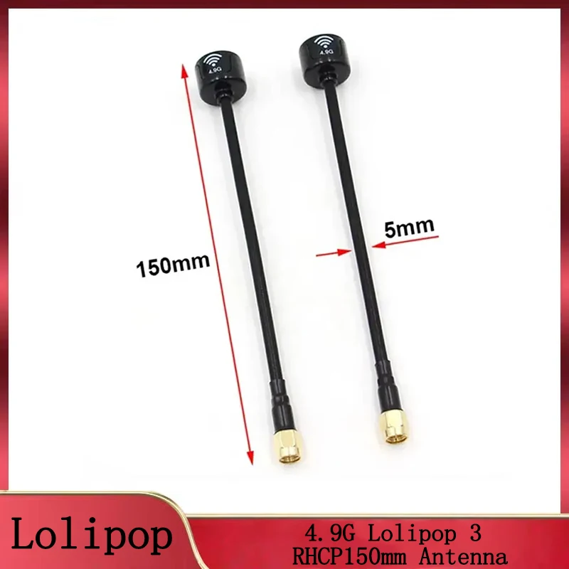 

RC FPV Drone Lollipop 3 Антенна 4,9G 150 мм RHCP 2,5 дБи с высоким коэффициентом усиления - SMA/RP-SMA FPV-передатчик Антенна для деталей модели