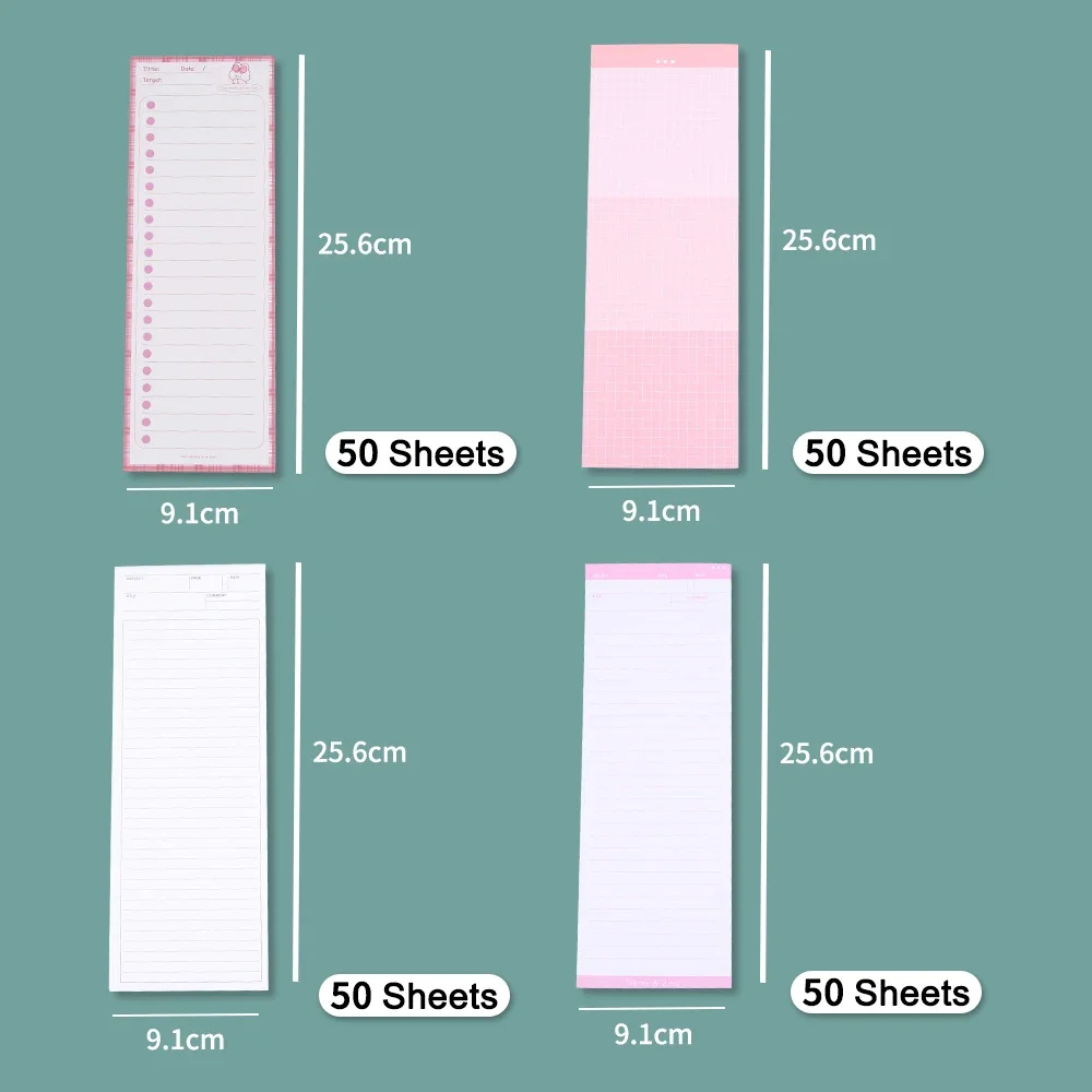 Imagem -02 - Bonito Kawaii Long Memo Pads Forrado Xadrez Dotty Nota Dica Notepad Check List Compras para Fazer Planner Agenda Diário Notebook Papelaria