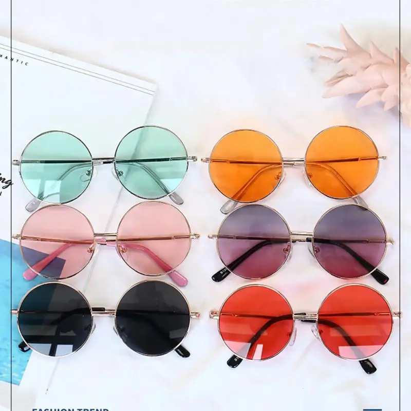 New Retro Sunglasses British Style Metal Girl Boys Children Round Frame Hip-hop Punk Sun Glasses Kids Uv400 Travel Shades