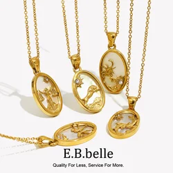 E.B.belle New Design Stainless Steel Constellation Pendant Necklace Gold Plated Party Fashion Women Neck Jewelry