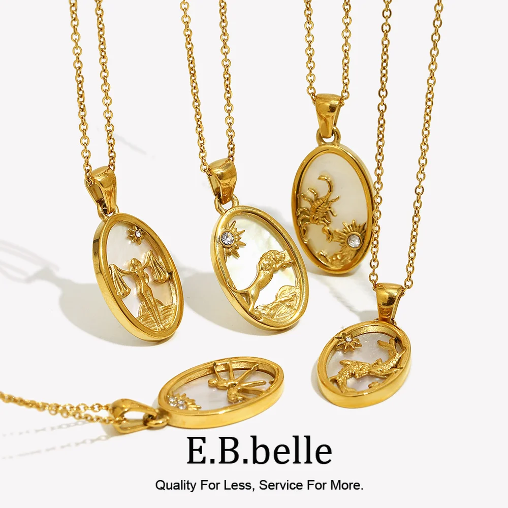 E.B.belle New Design Stainless Steel Constellation Pendant Necklace Gold Plated Party Fashion Women Neck Jewelry