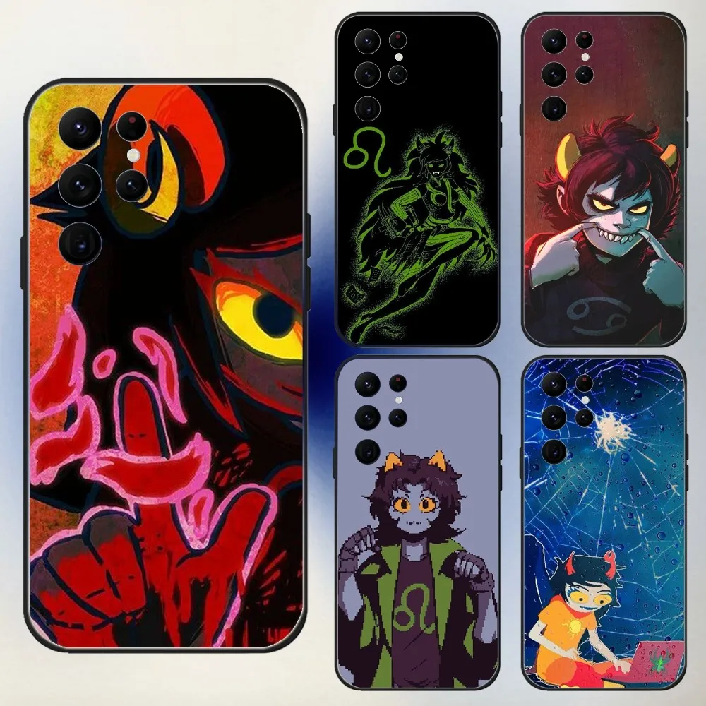 

H-Homestucks T-Trolls Phone Case For Samsung S24,23,22,30,21,10,9,Ultra,Plus,Lite,FE,5G Black Soft Case