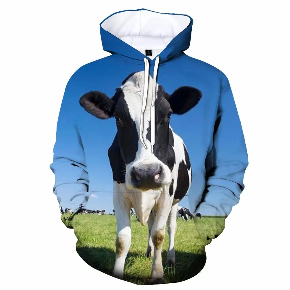 Men and women cattle cow fashion hoodies,3D printed hoodies,Farm Animal creative print hoodie