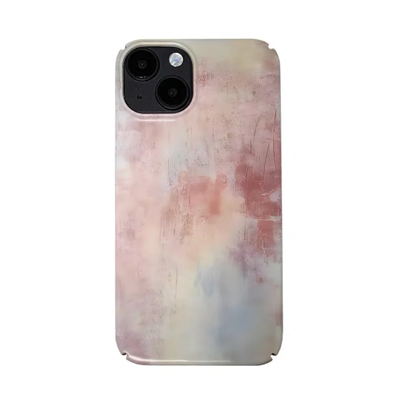 

ins Korean Pink Smoke Gradient Art Case for IPhone 16E 15 14 13 Pro Max 12 13 Mini 11 Pro 16 Plus XR Shockproof Ultra Thin Cover