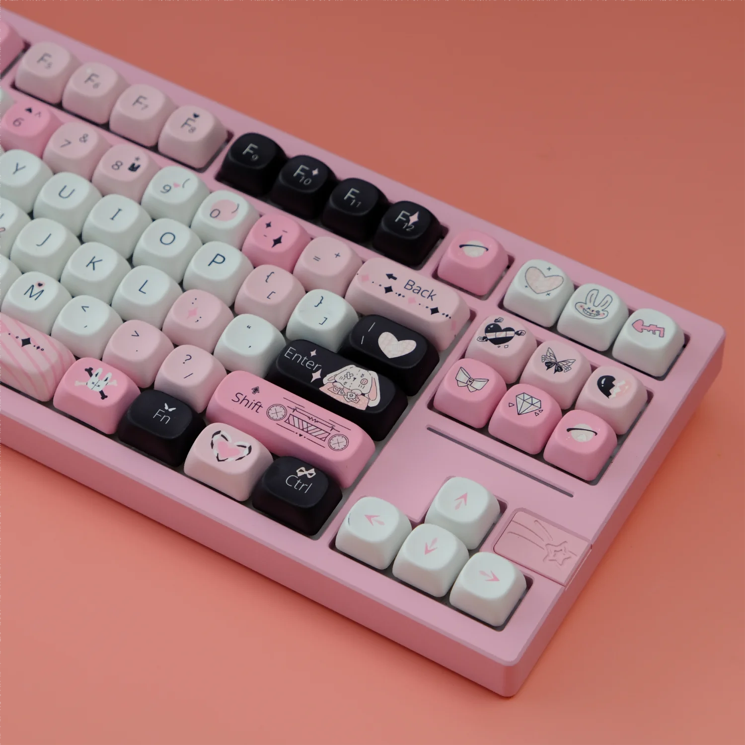 

Black Powder OTT Keycap Set PBT Girls MOA Large Complete Set for MX Switch 60/84/90/104/108 Layout Mechanical Keyboards