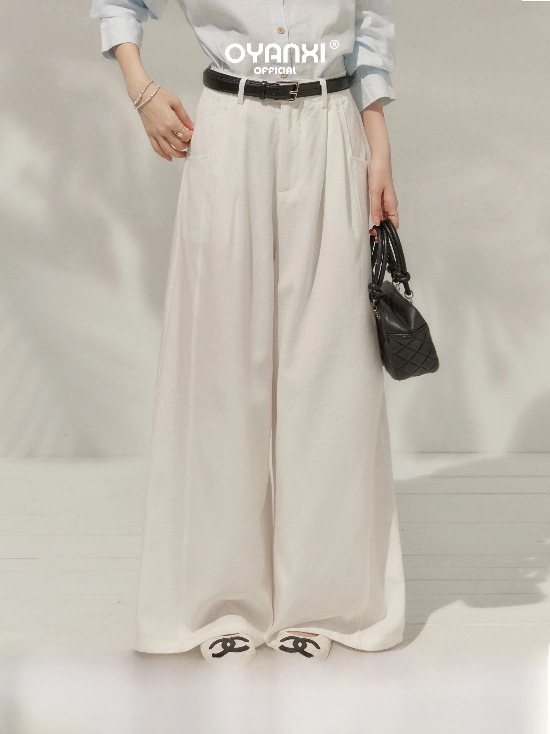 

High Waist Straight Leg Wide Leg Casual Pants Drapey Loose Meat Covering Versatile Spring Season 《 》