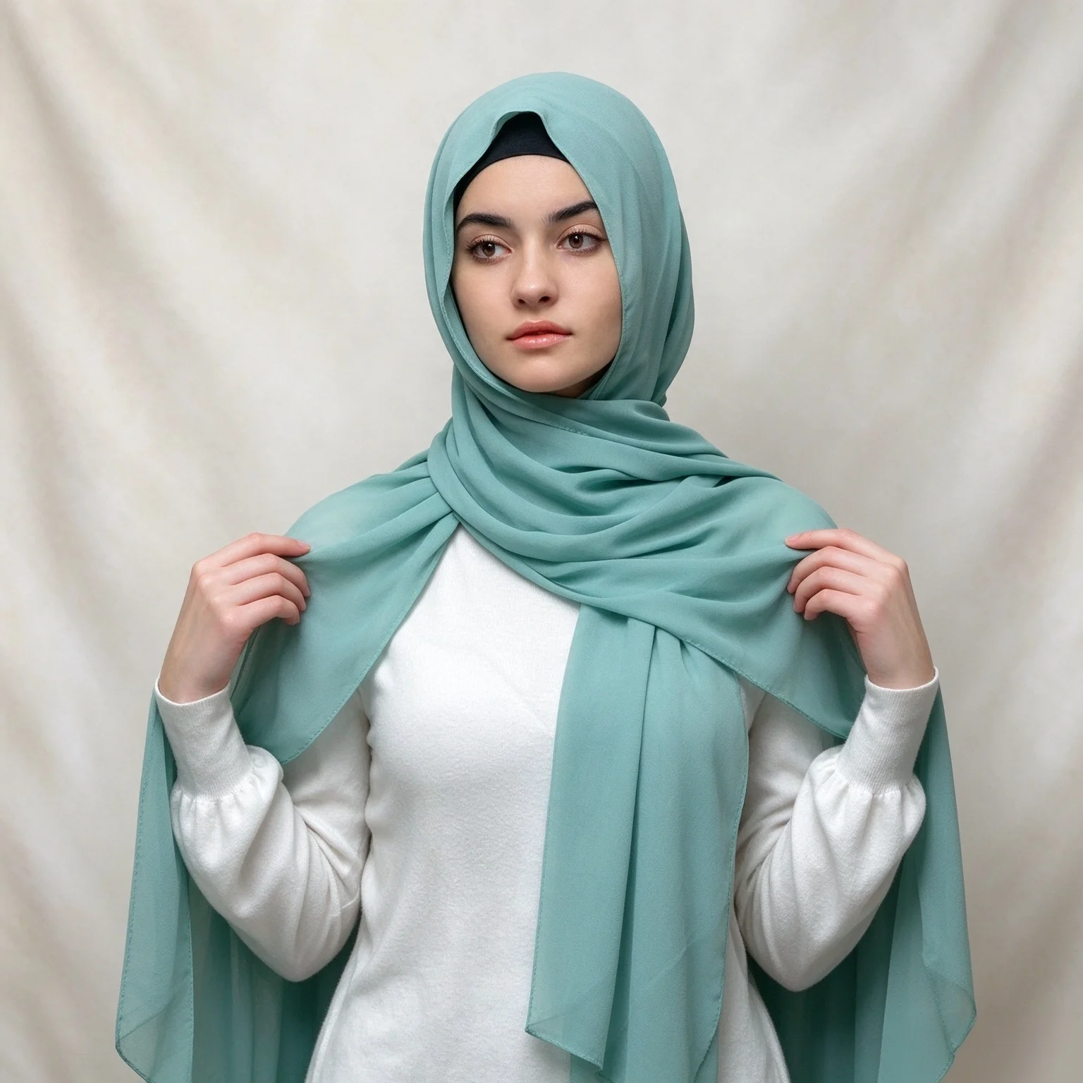 Solid color chiffon Muslim headscarf for women, skin friendly, elegant and long headscarf, not easy to wrinkle or droop, good fo