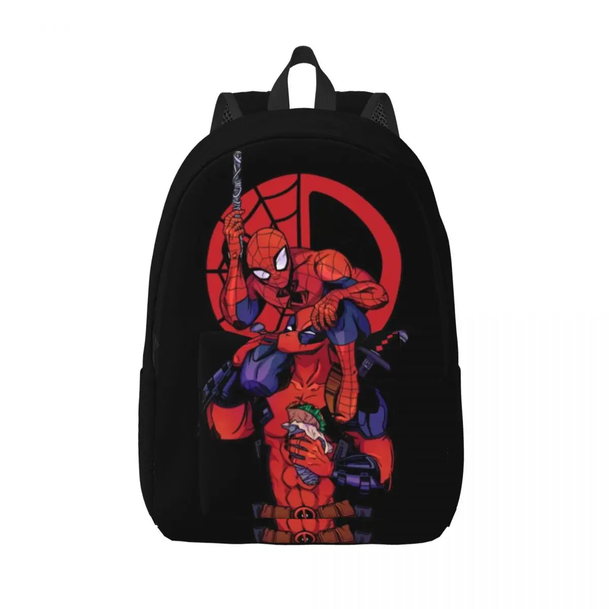 

Custom Deadpool And Spiderman Canvas Backpacks Women Men Basic Bookbag for School College Bags