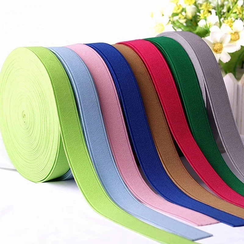 

13 Colors Colorful Elastic Band 1.5mm Thickness 15mm/20mm/25mm Double Side Waist Band Elastic Ribbon Sewing Accessories DIY