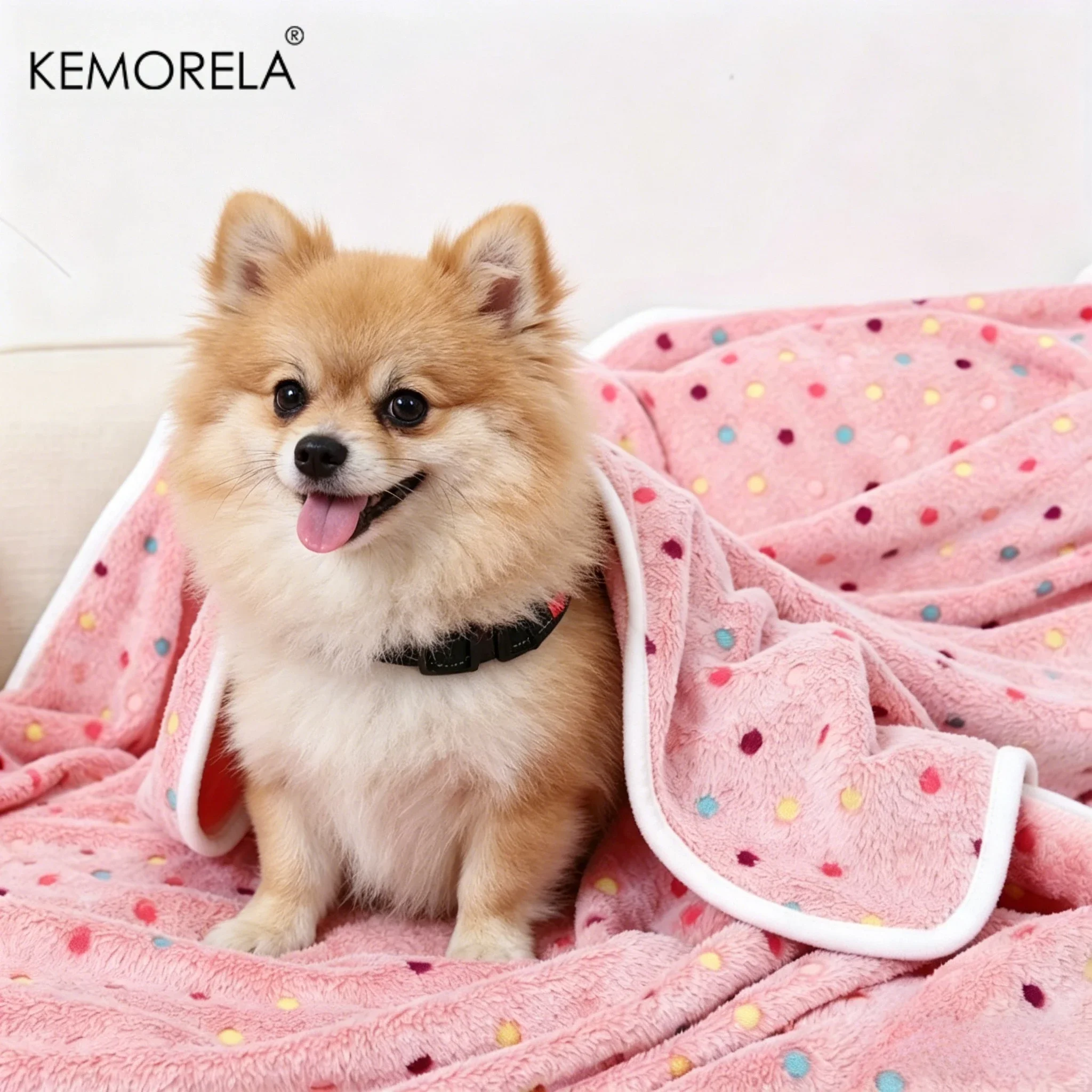 KEMORELA Weiche Flauschige Haustierdecke mit Niedlichem Punktmuster, Gemütliches Warmes Bett für Katzen und Hunde, Kleine bis Große Größen, Mattenbezug, Haustierzubehör – Detail 1