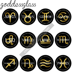 Zodiac Sign 12 Constellation Trendy Logo star12pcs 12mm/18mm/20mm/25mm Round photo glass cabochon demo flat back Making findings