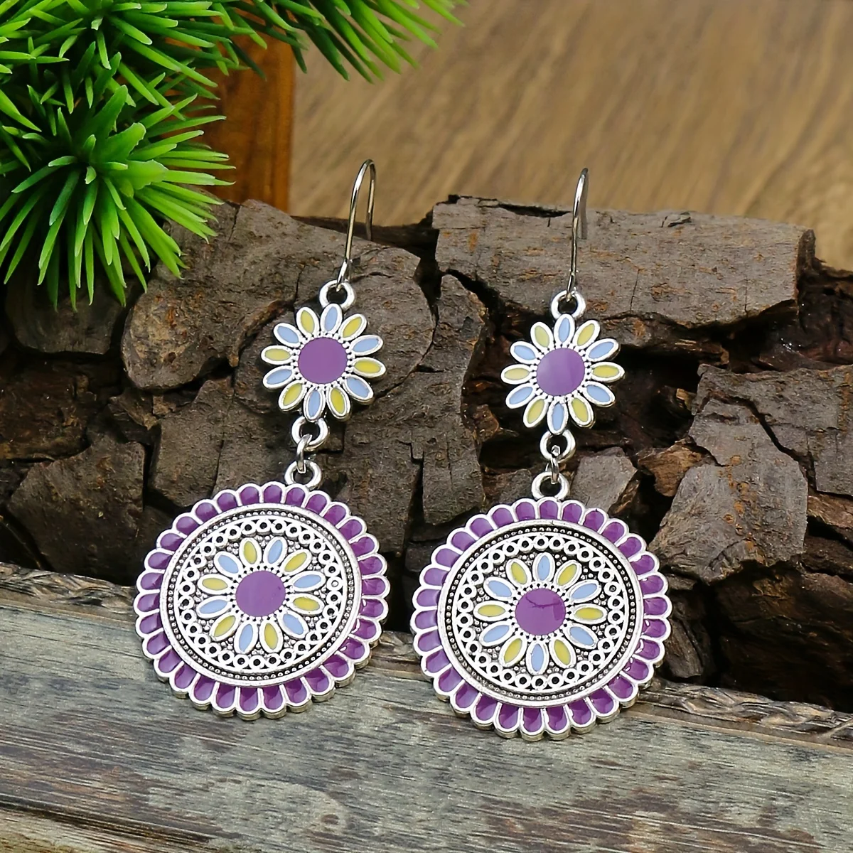 Multicolor Daisy Shaped Earrings Boho Vacation Style Casual Accessories Suitable For Daily Party Holiday Wear Gifts