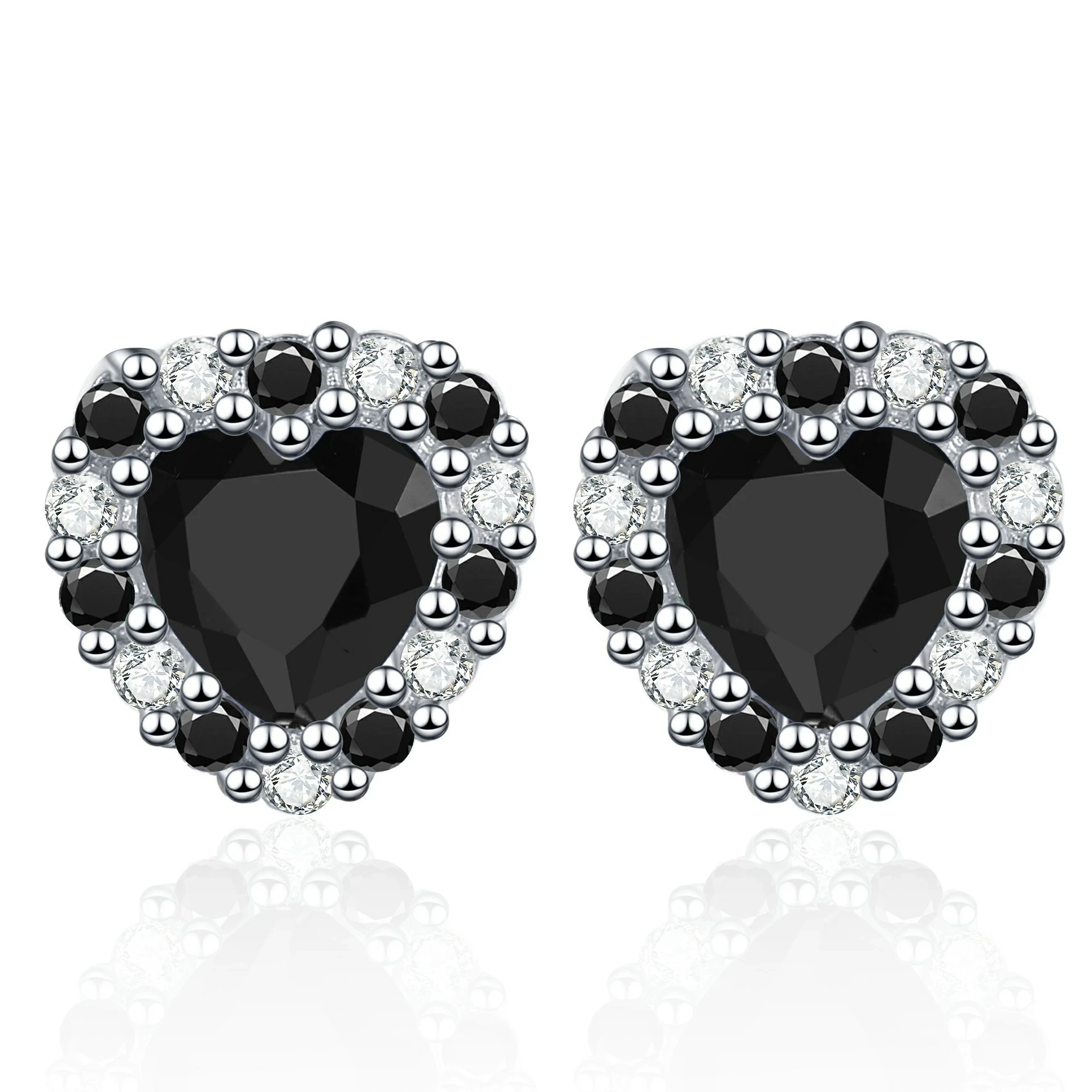 سحر الأزرق الوردي الأرجواني الأسود الزركون الحب القلب وأقراط للنساء فضية اللون الإناث الأذن الصغيرة ترصيع مجوهرات الزفاف #5