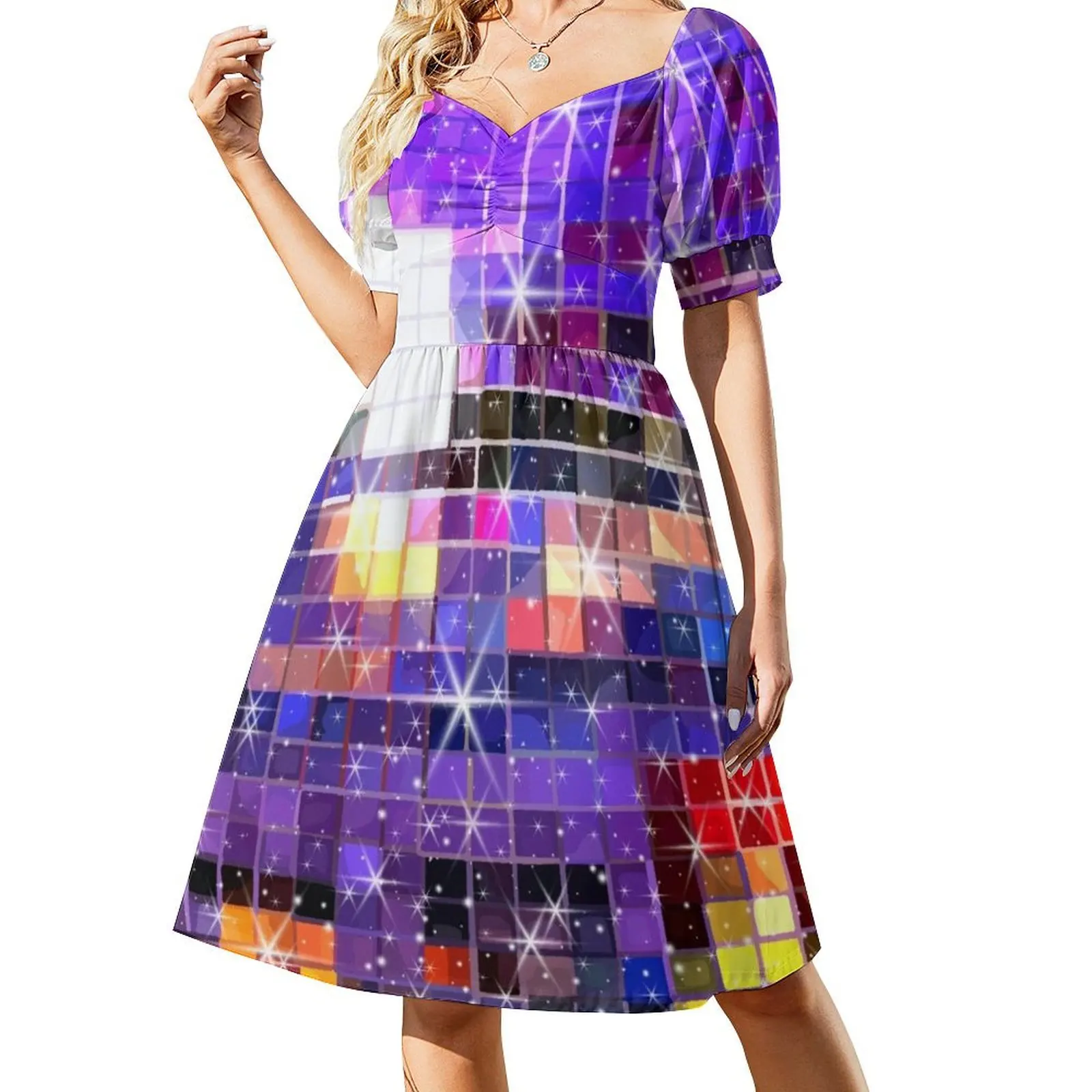 Twinkle 70s Disco Ball Pattern Short Sleeved Dress dresses women summer 2025 dress party evening elegant luxury celebrity Dress