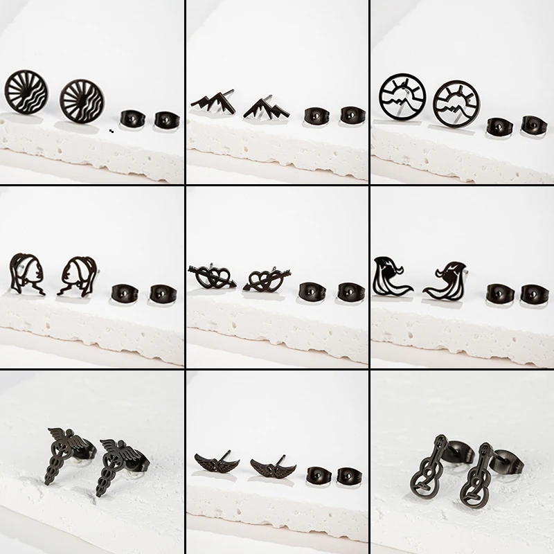 Bohemian Stainless Steel Sunrise Earring for Women Delicate Face Heart Piercing Jewelry Girls Daily Earrings Gifts Accessories
