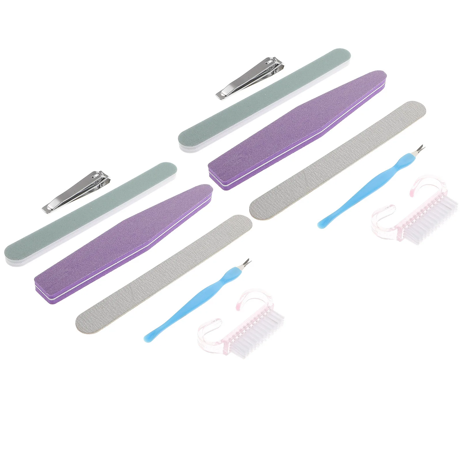 

2 Sets/12pcs Assorted Manicure Tools Set Nail Cutin Removal Kit Nail Cleaning Set Nail Trimming Tools for Home Shop