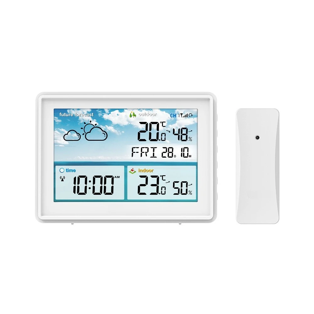 Color Screen Weather Station Multi-function Digital Weather Clock Temperature and Humidity Meter Weather Forecast Radio Clock