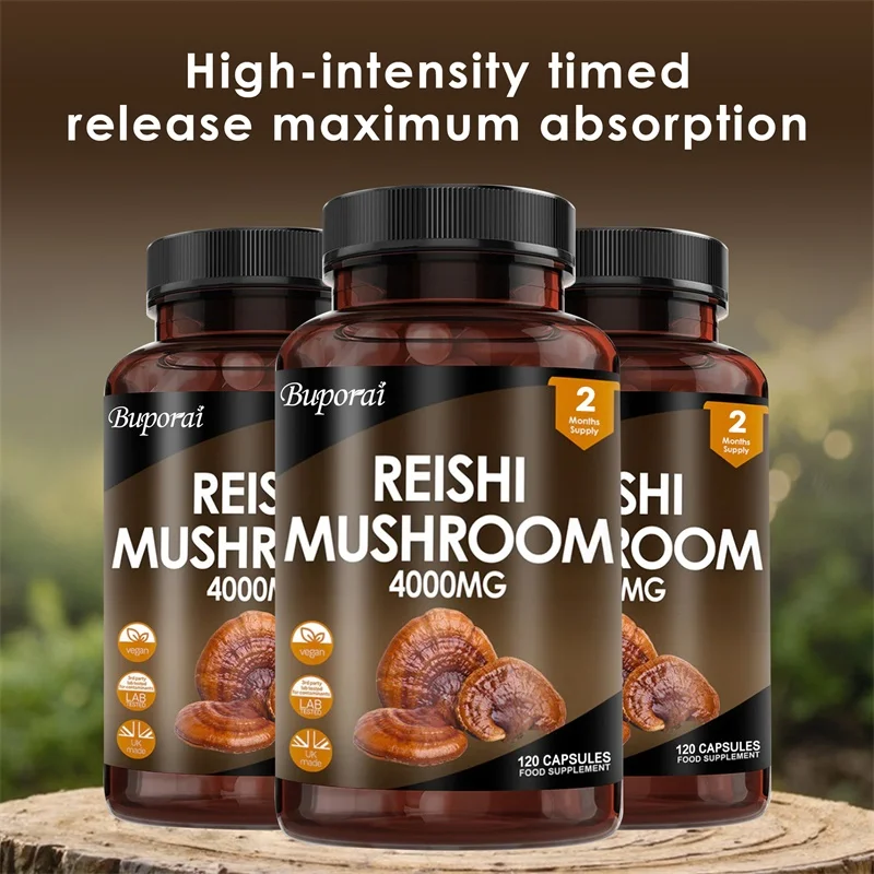 

Reishi Mushroom Capsules 4000mg - Brain Supplement for Memory&Focus Relief Stress Better Mood