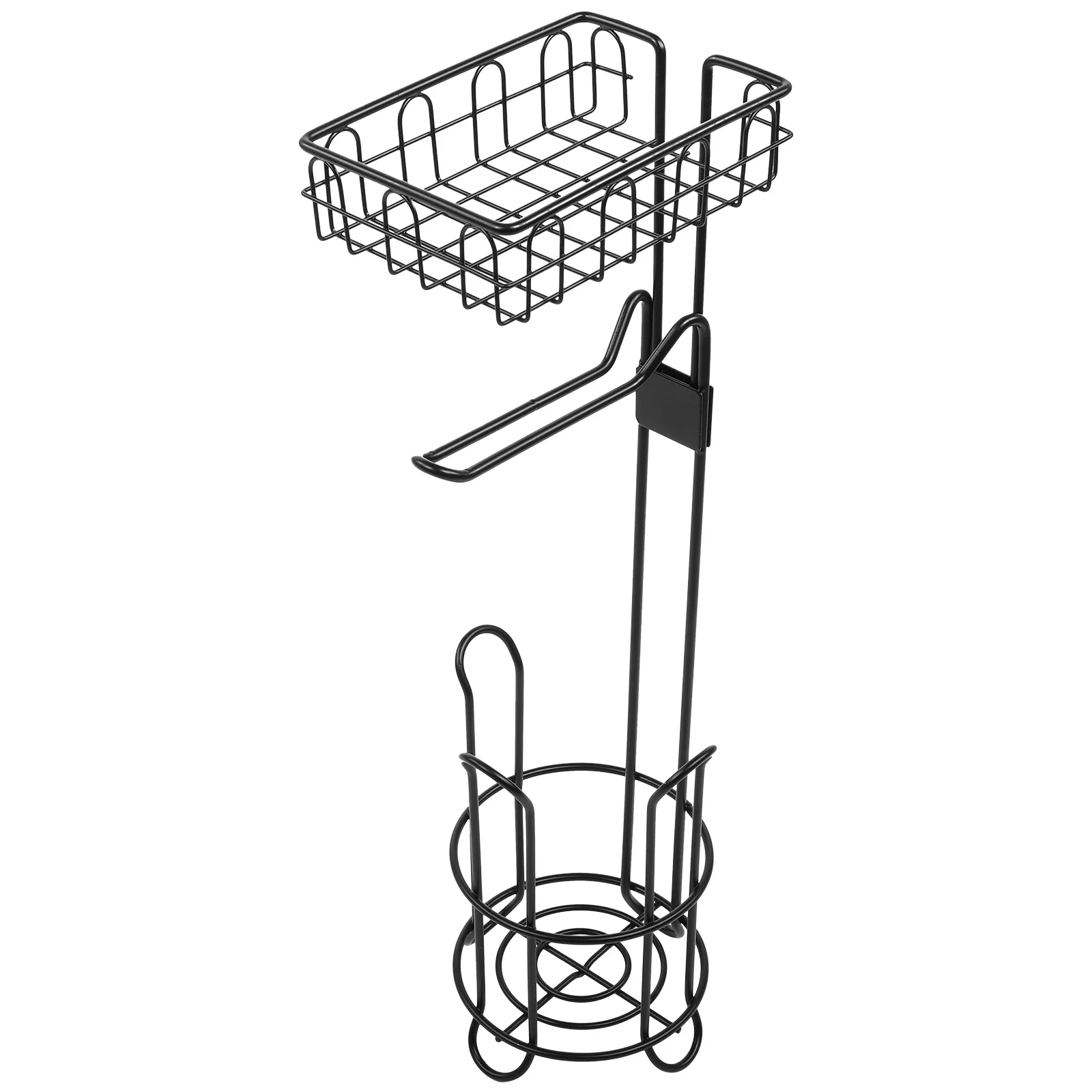 

Железный держатель для бумажных полотенец, нержавеющая напольная стойка для рулонной бумаги со съемной корзиной для хранения для ванной комнаты, кухни, хранения мелочей