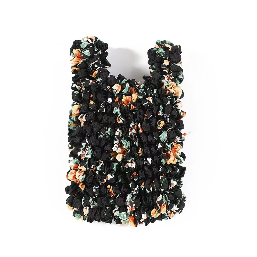 Reusable Bubble Foldable Stretch Bag Large Capacity Multi Purpose Magic Stretch Puff Bag Shopping Bag Chiffon