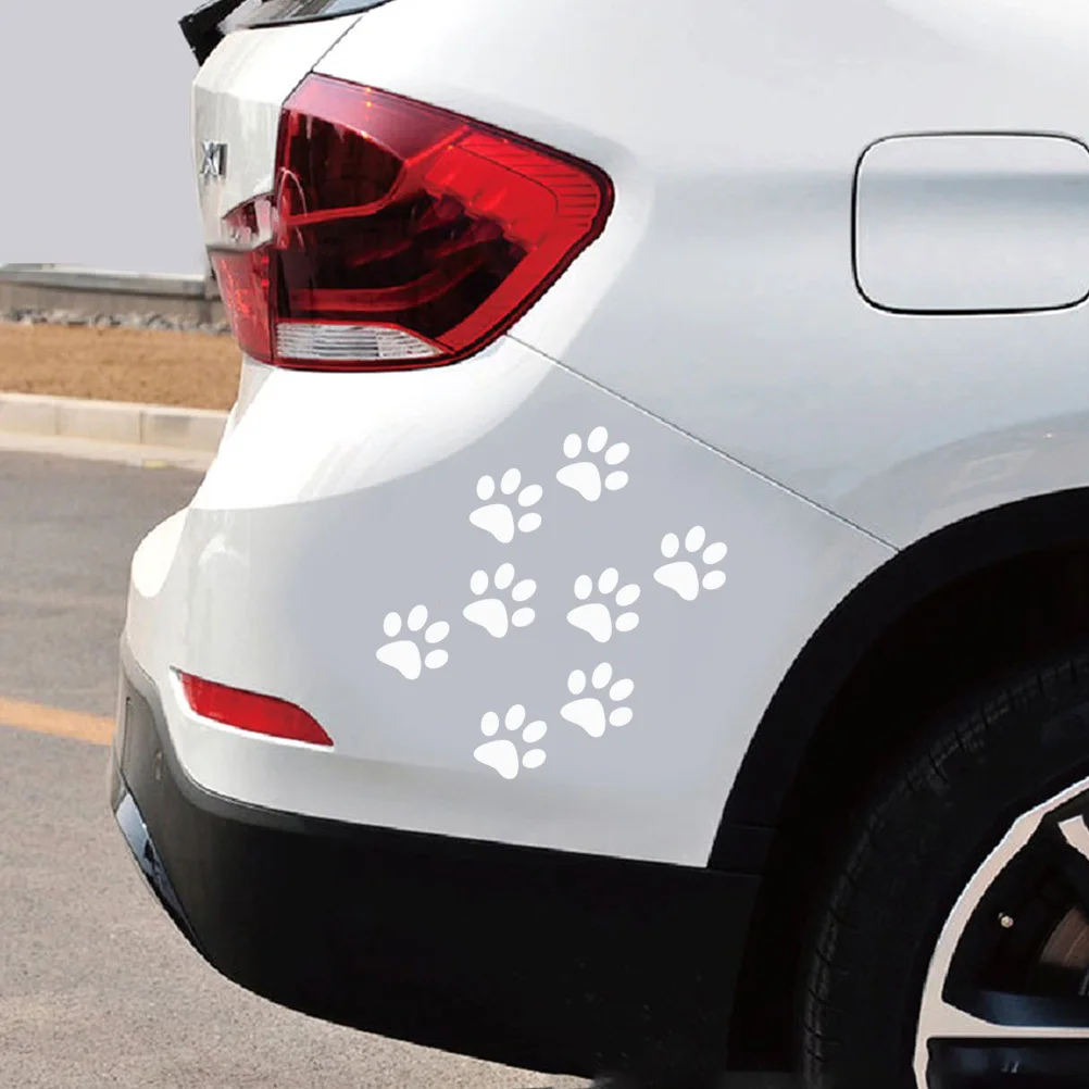 24Pcs Cat Footprint Car Sticker Easy to Apply Remove No Body Window Decorative Decal Cute Auto Decoration