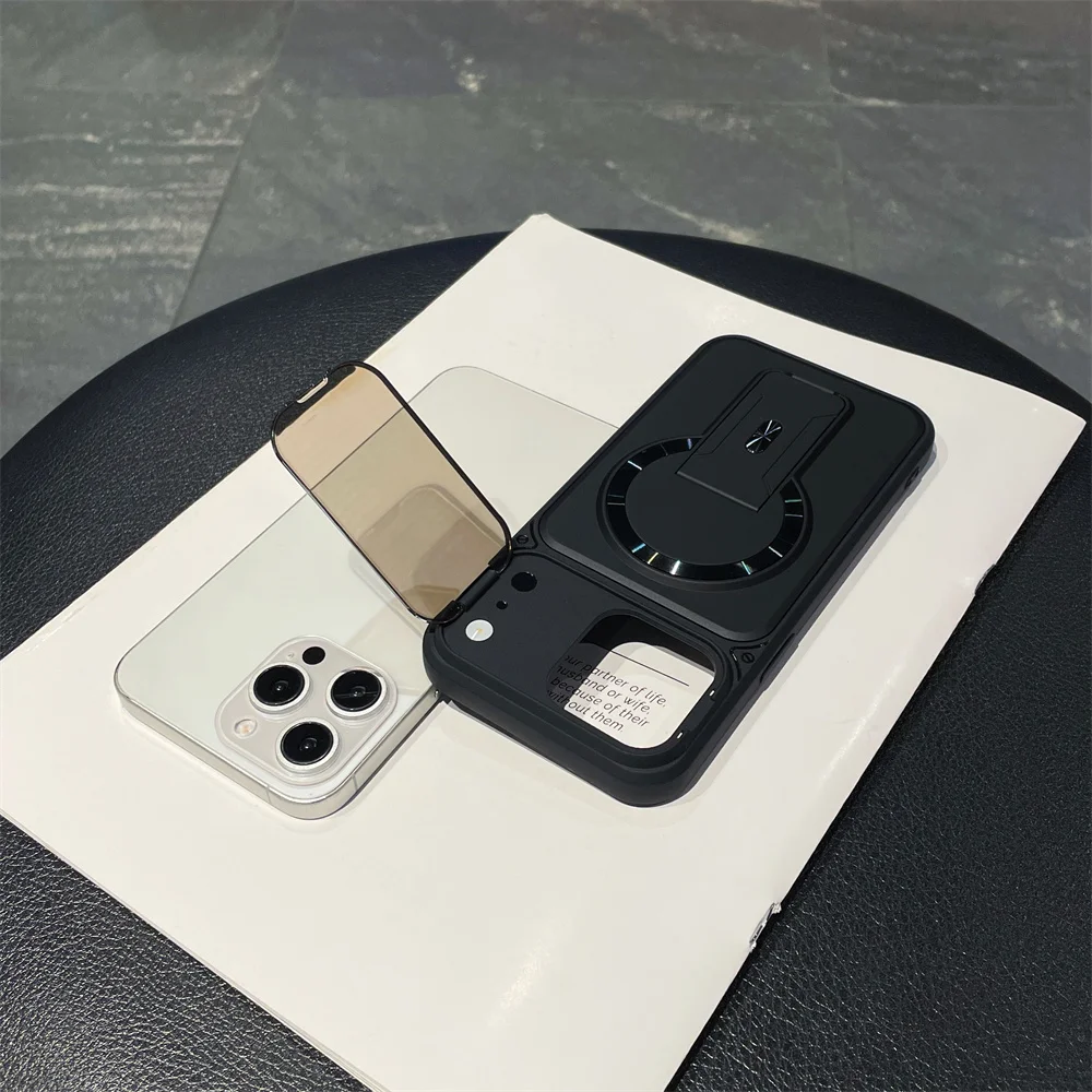 Luxuriöse unsichtbare Magnetische Hülle mit Ständer für iPhone 17 16 15 14 Plus 13 12 18 Pro Max, kabellose Ladehülle mit Linsenschutz – Detail 3
