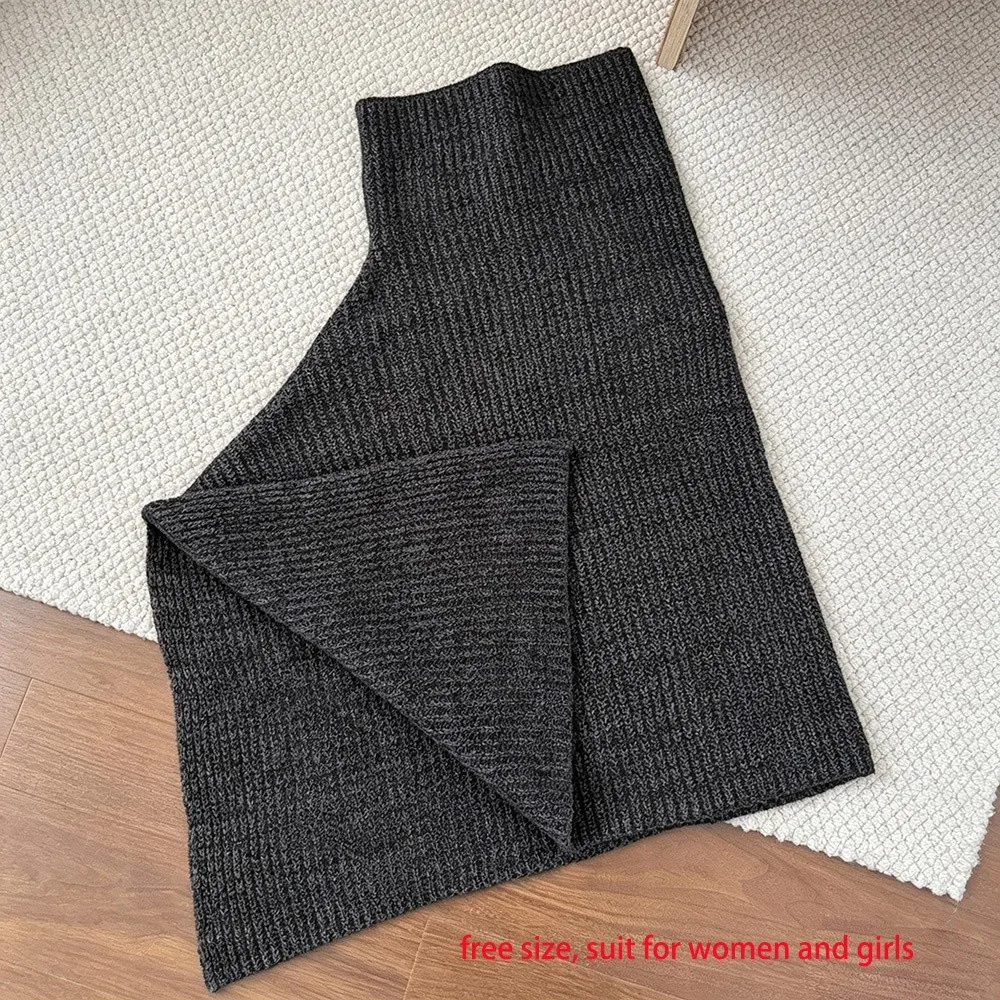 Thick Knit High Collar Scarf Pullover Style Split Design Pullover Neck Gaiter Layer Up Knitted Texture Split Design Poncho 6