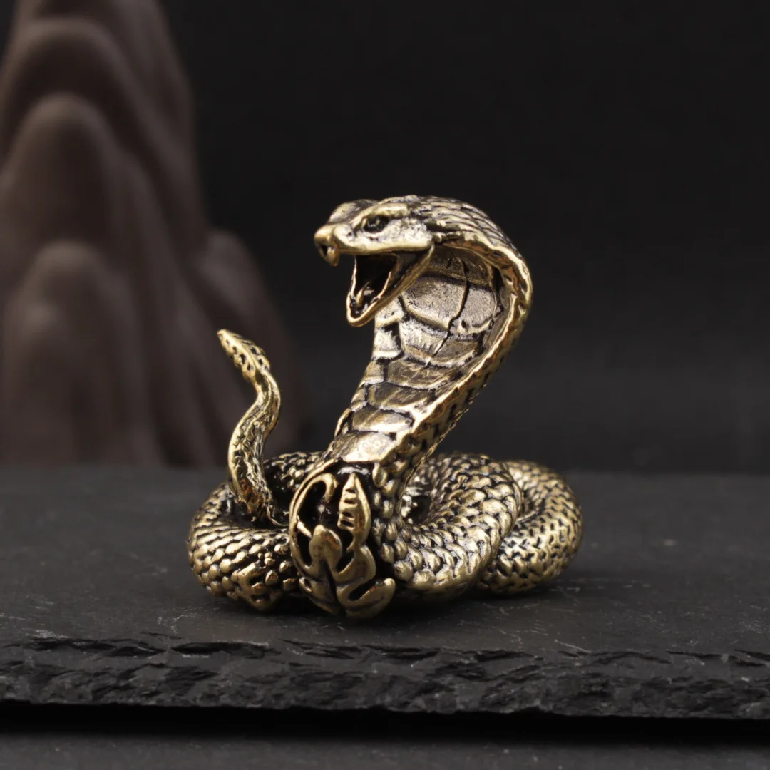 1pc of Brass Snake Solid Tea Pet Zodiac Snake cobra Handle Piece Viper Fairy Mang Fairy Long Snake Fairy Simulation Small Snake