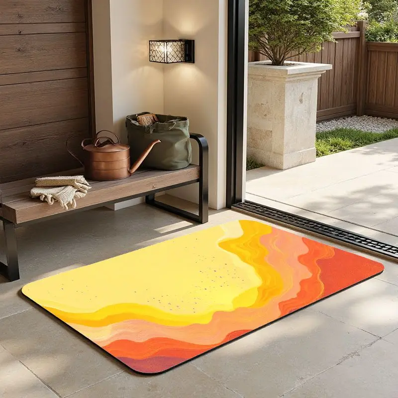 

MatMuse Абстрактный закат Пейзаж Градиентная волна Мягкий коврик с диатомовой землей Коврики для пола Нескользящий быстросохнущий входной ковер