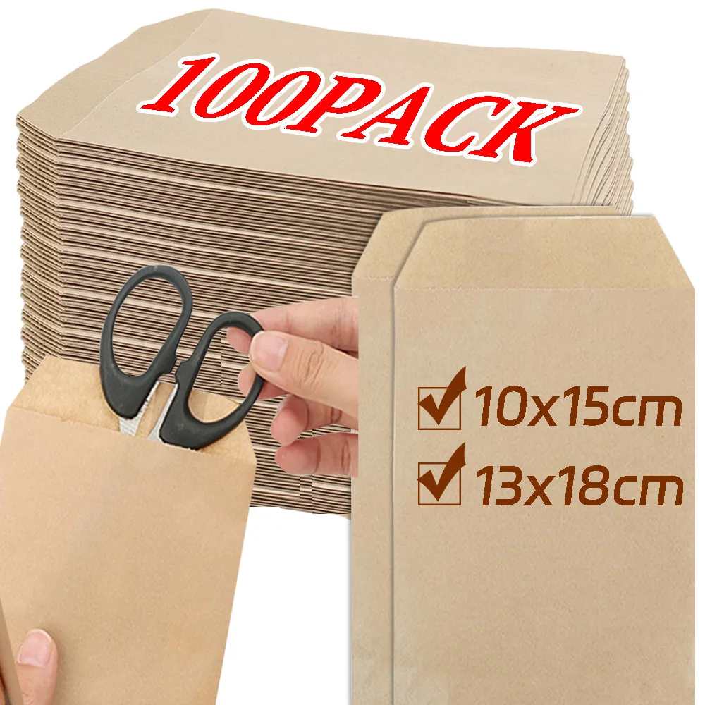 ซองกระดาษคราฟท์ 10-100 ชิ้น สำหรับใส่ขนม คุกกี้ ป๊อปคอร์น ลูกอม แซนวิช อาหาร ของขวัญ งานปาร์ตี้ ชีวิตประจำวัน ขนาด 10x15/13x18 ซม.