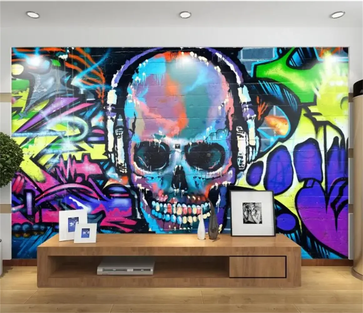 Beibehang-Papier peint personnalisé 3D, rétro, graffiti, personnalité, fond KTV, peinture murale