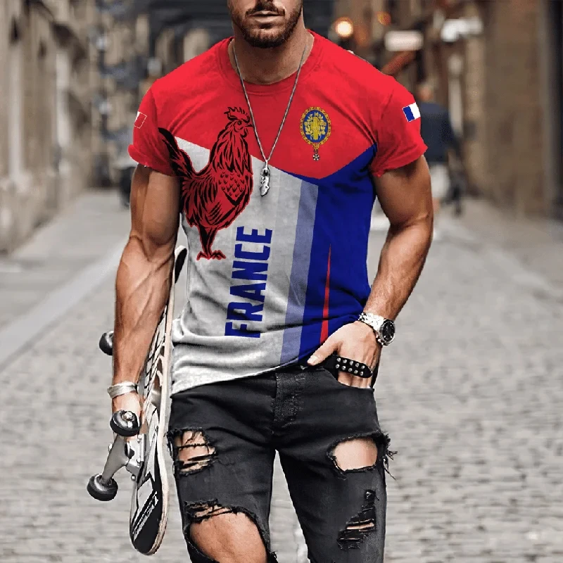 France Sports Camouflage T-Shirt 3D Special Forces Short-sleeved Tactical Tops homme France National Flag Graphic Male Camisetas