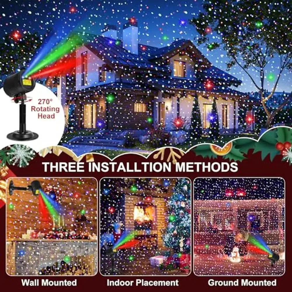 Outdoor RGB Christmas Laser Projector Lights 2 Pcs with Remote Control Waterproof Motion Xmas Projector Holiday Decorations