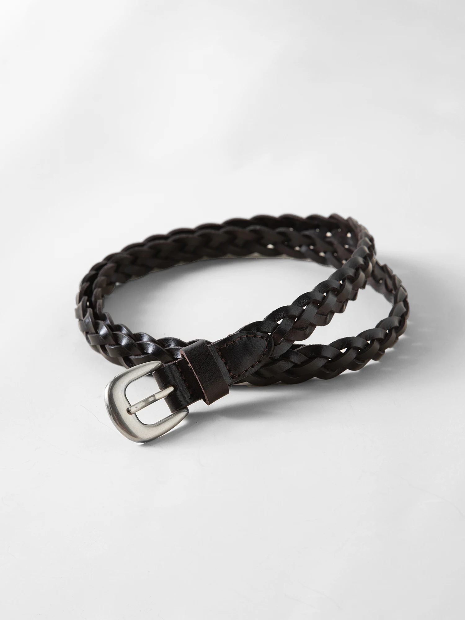 Women's Handwoven Cowhide Leather Belt - Braided Adjustable Waistband