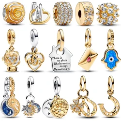 Precioso gorro de graduación de oro de 14 quilates, estrella, Margarita, árbol genealógico, colgante Yin y Yan, compatible con pulsera de marca, joyería de plata de ley 925