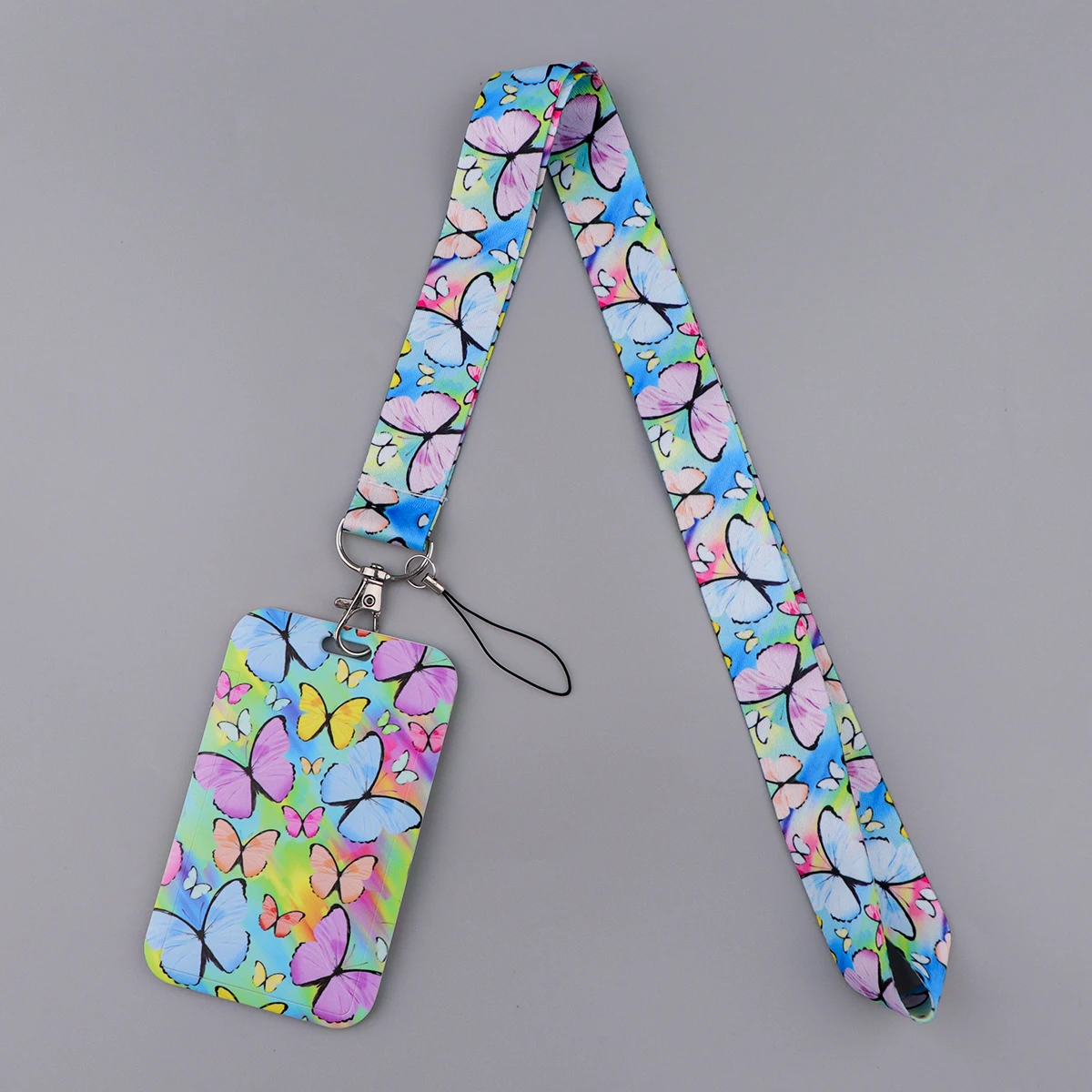 LX1372 Colorful Butterfly Lanyard Keychain ID Credit Card Badge Holder Mobile Phone Charm Neck Straps Key Holder Accessories