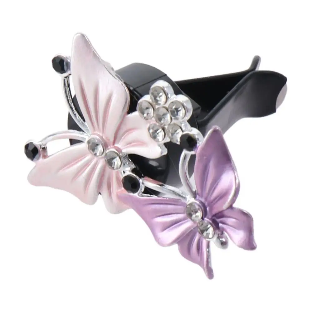 4pcs Heart & Butterfly Shape Car Vent Clips Butterfly 50*35mm Pink Bling Heart Air Vent Clips Metal with Bling Rhinestone