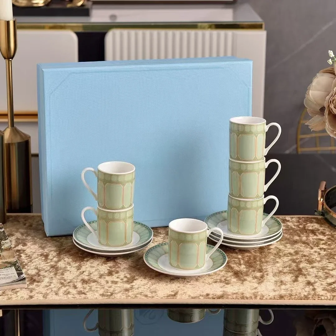 Swan Series Bone Porcelain Tableware Tea Cup Coffee Cup Plate Set Cross Border Concentrated Gift Box Packaging