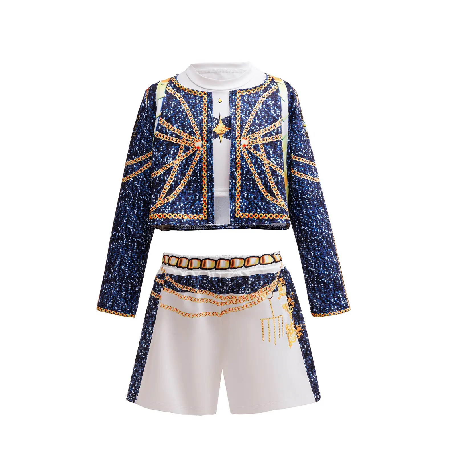 Girl Korean Popular Idol Singer Uniform Kid Halloween Cosplay Clothes Streetwea Band Dance Costume Trendy Jacket+Tank Top+Shorts